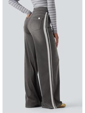 Halara flex women’s high waisted wide leg gray jeans denim comfort sz XL